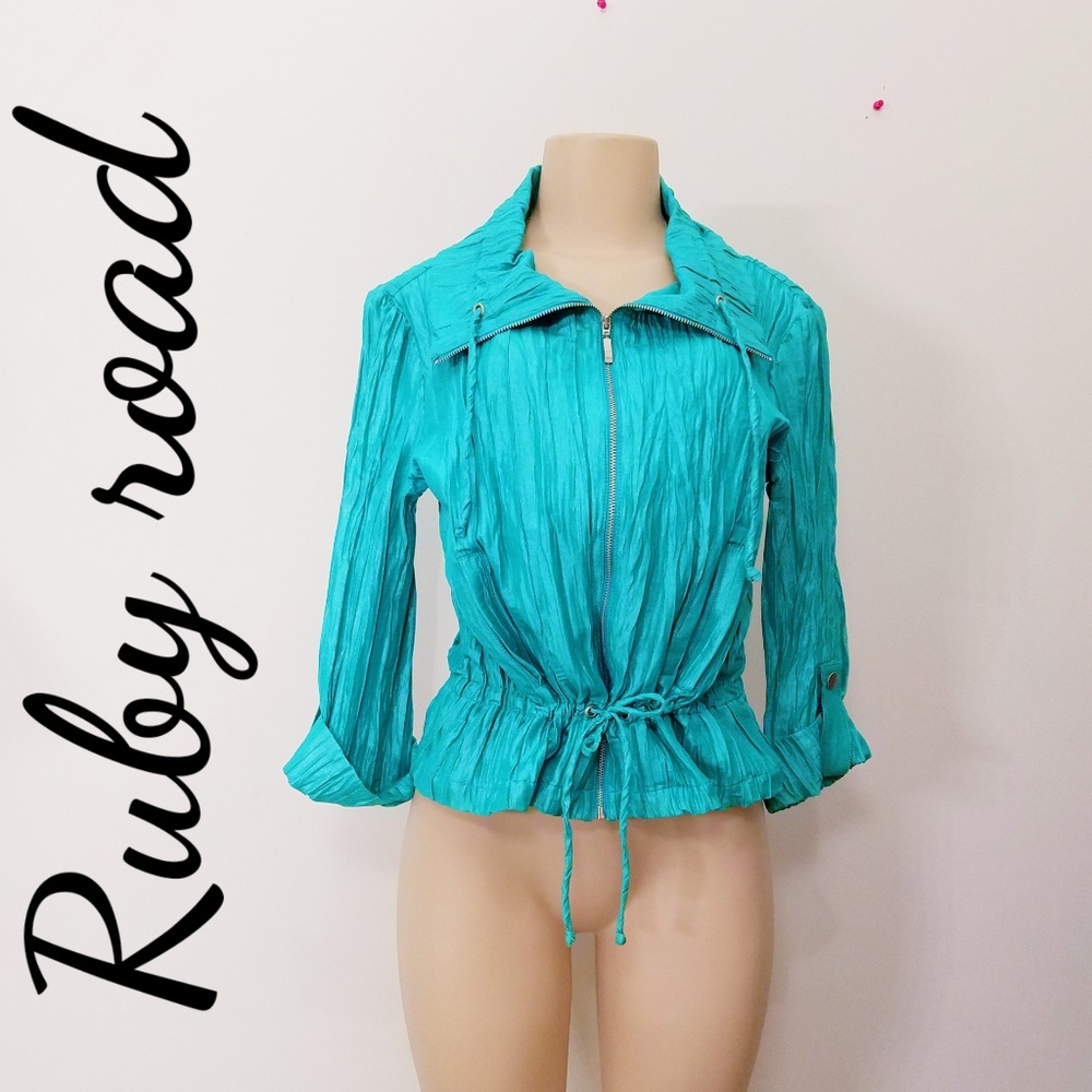 Ruby Road Turquoise Metallic Blue Windbreaker .8 - image 1